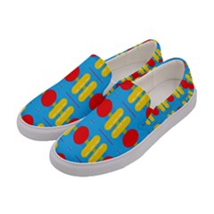 Ovals And Stripes Pattern                       Women Canvas Slip Ons