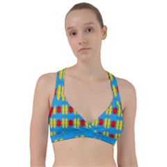 Ovals And Stripes Pattern                                Sweetheart Sports Bra