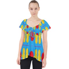 Ovals And Stripes Pattern                          Lace Front Dolly Top