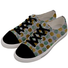 Green And Golden Dots Pattern                      Men s Low Top Canvas Sneakers by LalyLauraFLM