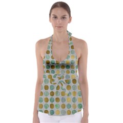 Green And Golden Dots Pattern                                Babydoll Tankini Top by LalyLauraFLM