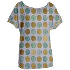 Green And Golden Dots Pattern                     Women s Oversized Tee by LalyLauraFLM