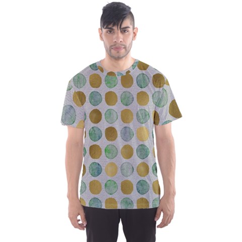 Green And Golden Dots Pattern                            Men s Sport Mesh Tee by LalyLauraFLM