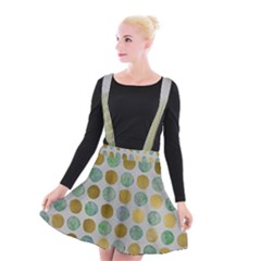 Green And Golden Dots Pattern                         Suspender Skater Skirt by LalyLauraFLM