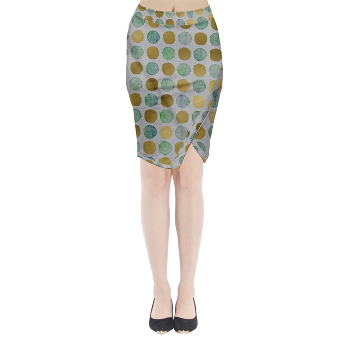 Green and golden dots pattern                      Midi Wrap Pencil Skirt