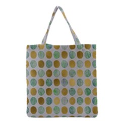 Green And Golden Dots Pattern                            Grocery Tote Bag by LalyLauraFLM