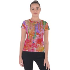 Colorful Watercolors Pattern                      Short Sleeve Sports Top by LalyLauraFLM