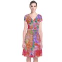 Colorful watercolors pattern                       Short Sleeve Front Wrap Dress View1