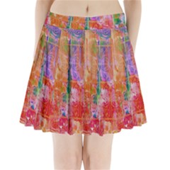 Colorful Watercolors Pattern                        Pleated Mini Mesh Skirt by LalyLauraFLM