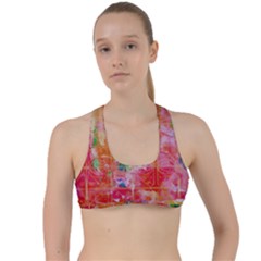 Colorful Watercolors Pattern                           Criss Cross Racerback Sports Bra by LalyLauraFLM