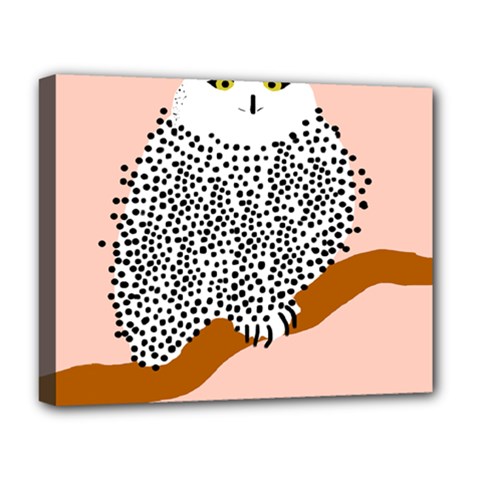 Animals Bird Owl Pink Polka Dots Deluxe Canvas 20  X 16   by Mariart