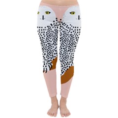 Animals Bird Owl Pink Polka Dots Classic Winter Leggings by Mariart