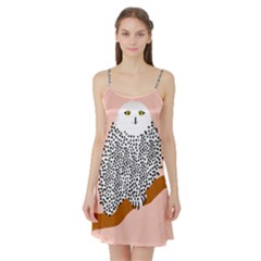 Animals Bird Owl Pink Polka Dots Satin Night Slip by Mariart