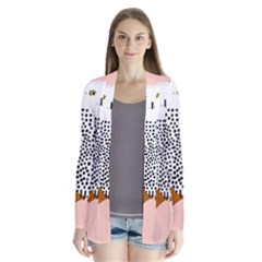 Animals Bird Owl Pink Polka Dots Drape Collar Cardigan by Mariart