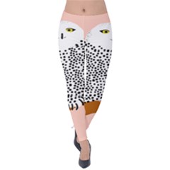 Animals Bird Owl Pink Polka Dots Velvet Leggings by Mariart