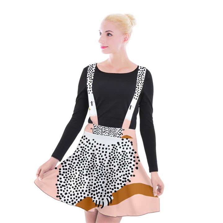 Animals Bird Owl Pink Polka Dots Suspender Skater Skirt