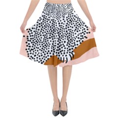 Animals Bird Owl Pink Polka Dots Flared Midi Skirt by Mariart