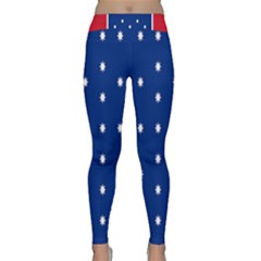 British American Flag Red Blue Star Classic Yoga Leggings by Mariart