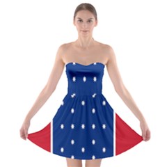 British American Flag Red Blue Star Strapless Bra Top Dress by Mariart