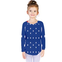 British American Flag Red Blue Star Kids  Long Sleeve Tee