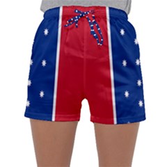 British American Flag Red Blue Star Sleepwear Shorts