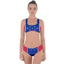 British American Flag Red Blue Star Criss Cross Bikini Set View1