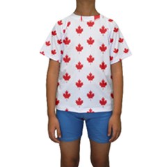 Canadian Maple Leaf Pattern Kids  Short Sleeve Swimwear