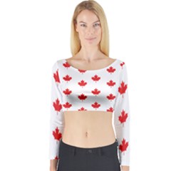 Canadian Maple Leaf Pattern Long Sleeve Crop Top by Mariart