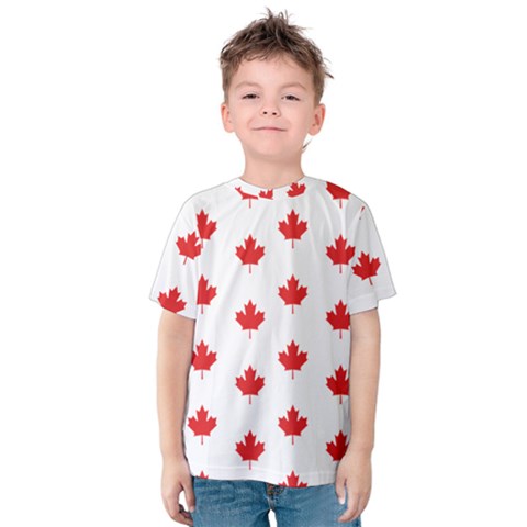 Canadian Maple Leaf Pattern Kids  Cotton Tee by Mariart