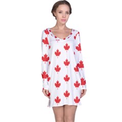 Canadian Maple Leaf Pattern Long Sleeve Nightdress