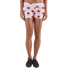 Canadian Maple Leaf Pattern Yoga Shorts by Mariart