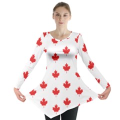 Canadian Maple Leaf Pattern Long Sleeve Tunic  by Mariart