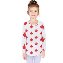 Canadian Maple Leaf Pattern Kids  Long Sleeve Tee