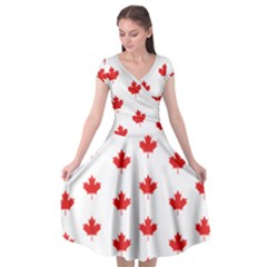 Canadian Maple Leaf Pattern Cap Sleeve Wrap Front Dress by Mariart