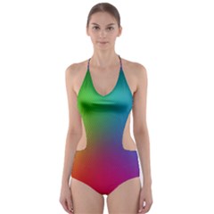 Bright Lines Resolution Image Wallpaper Rainbow Cut-out One Piece Swimsuit