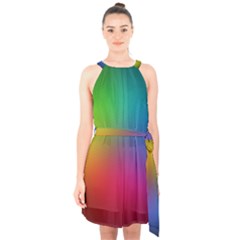 Bright Lines Resolution Image Wallpaper Rainbow Halter Collar Waist Tie Chiffon Dress by Mariart