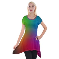 Bright Lines Resolution Image Wallpaper Rainbow Short Sleeve Side Drop Tunic by Mariart