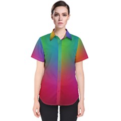 Bright Lines Resolution Image Wallpaper Rainbow Women s Short Sleeve Shirt