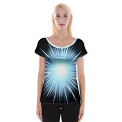 Bright Light On Black Background Cap Sleeve Tops