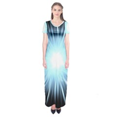 Bright Light On Black Background Short Sleeve Maxi Dress