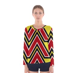 Chevron Symbols Multiple Large Red Yellow Women s Long Sleeve Tee