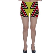 Chevron Symbols Multiple Large Red Yellow Skinny Shorts by Mariart