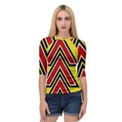 Chevron Symbols Multiple Large Red Yellow Quarter Sleeve Raglan Tee