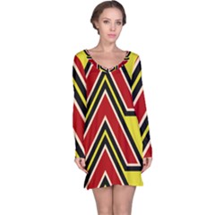 Chevron Symbols Multiple Large Red Yellow Long Sleeve Nightdress by Mariart