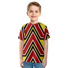 Chevron Symbols Multiple Large Red Yellow Kids  Sport Mesh Tee