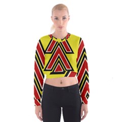 Chevron Symbols Multiple Large Red Yellow Cropped Sweatshirt by Mariart