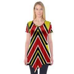 Chevron Symbols Multiple Large Red Yellow Short Sleeve Tunic  by Mariart