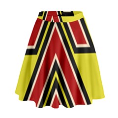 Chevron Symbols Multiple Large Red Yellow High Waist Skirt by Mariart