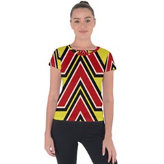 Chevron Symbols Multiple Large Red Yellow Short Sleeve Sports Top  by Mariart