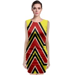 Chevron Symbols Multiple Large Red Yellow Sleeveless Velvet Midi Dress by Mariart